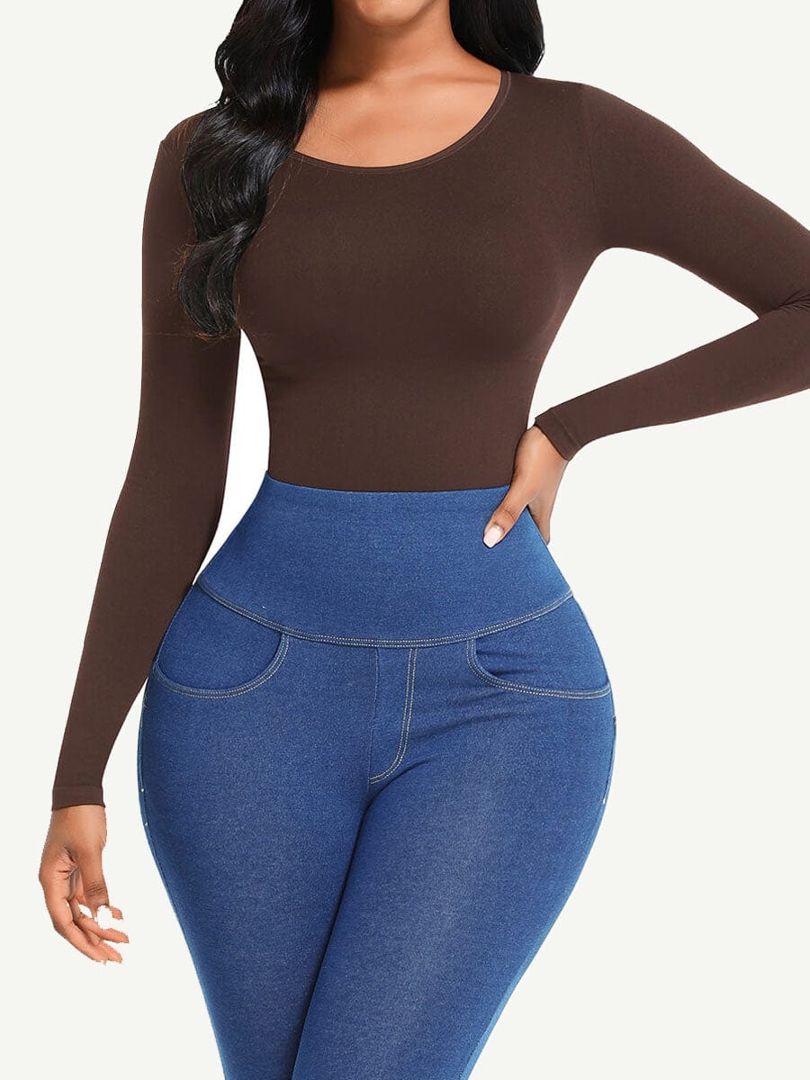 Seamless Bodysuit Long Sleeve Slim Corset Bodysuit