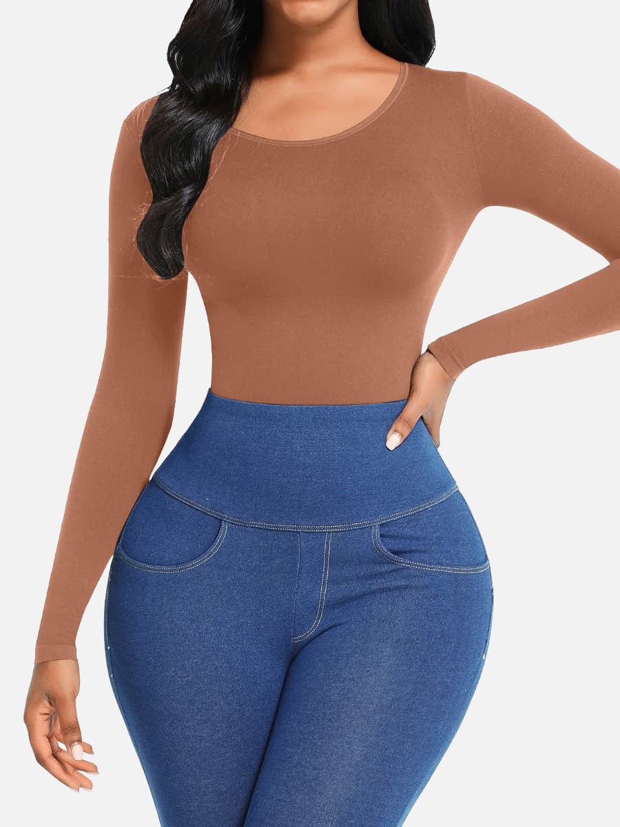 Seamless Bodysuit Long Sleeve Slim Corset Bodysuit