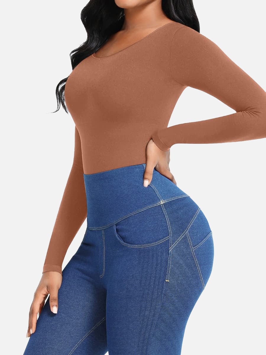 Seamless Bodysuit Long Sleeve Slim Corset Bodysuit