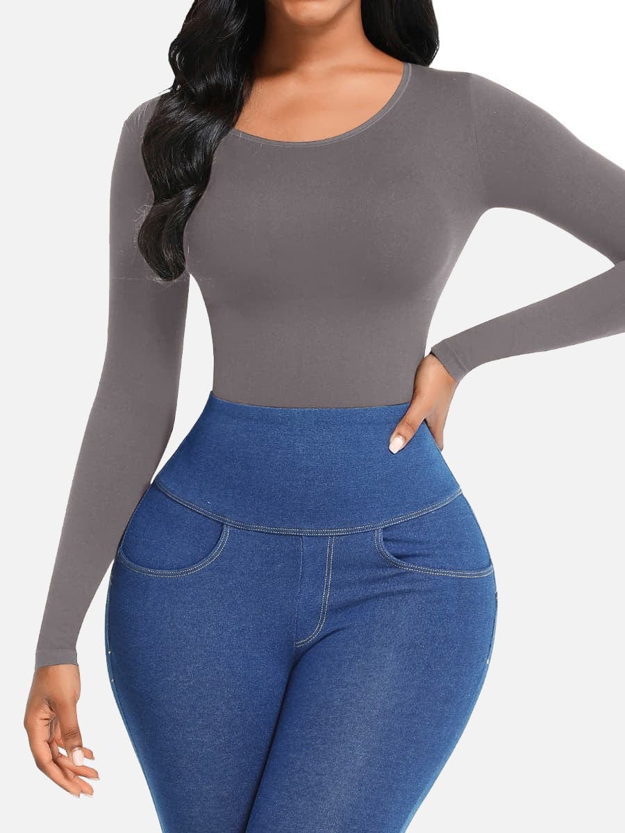 Seamless Bodysuit Long Sleeve Slim Corset Bodysuit