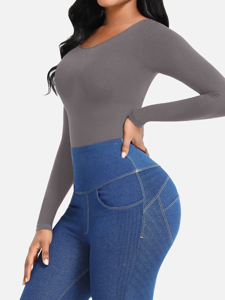 Seamless Bodysuit Long Sleeve Slim Corset Bodysuit