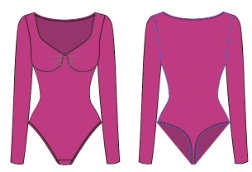 Seamless Long Sleeve Chest Support Thong Bodysuit