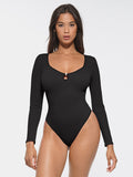 Seamless Ribbed Sexy Hollow Scoop Bodysuit