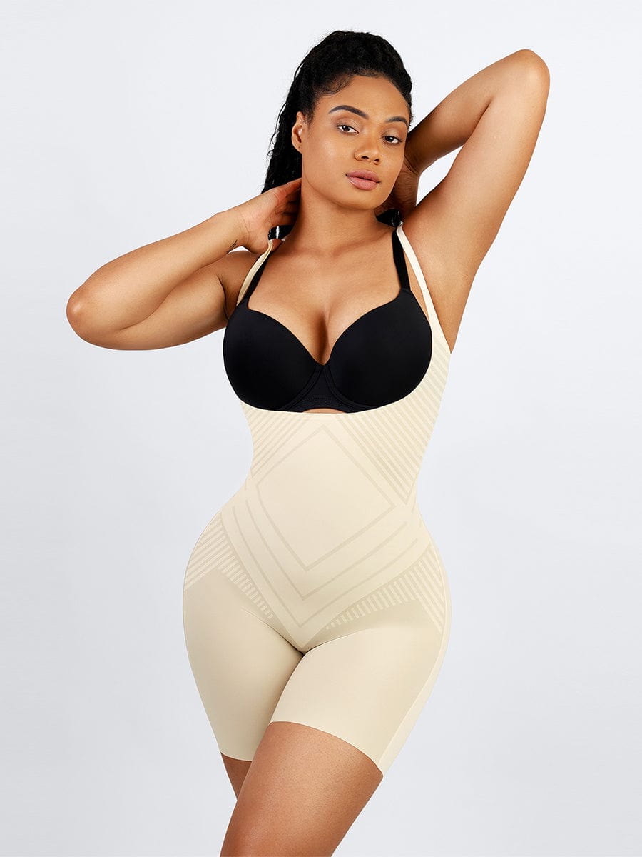 Liquid Open-Bust Mid-Thigh Shaping Boyshort Shapewear