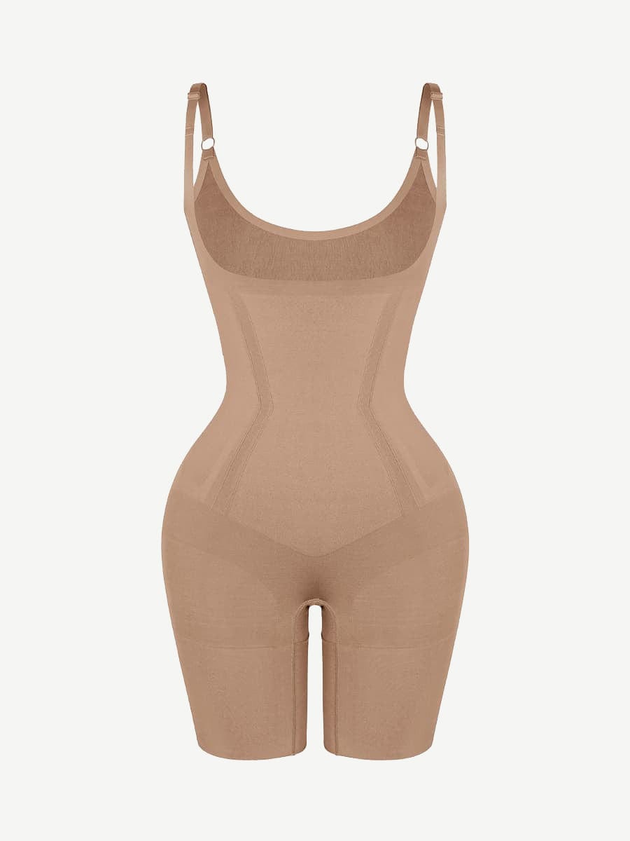 Seamless Open-Bust Mid-Thigh Bodysuit
