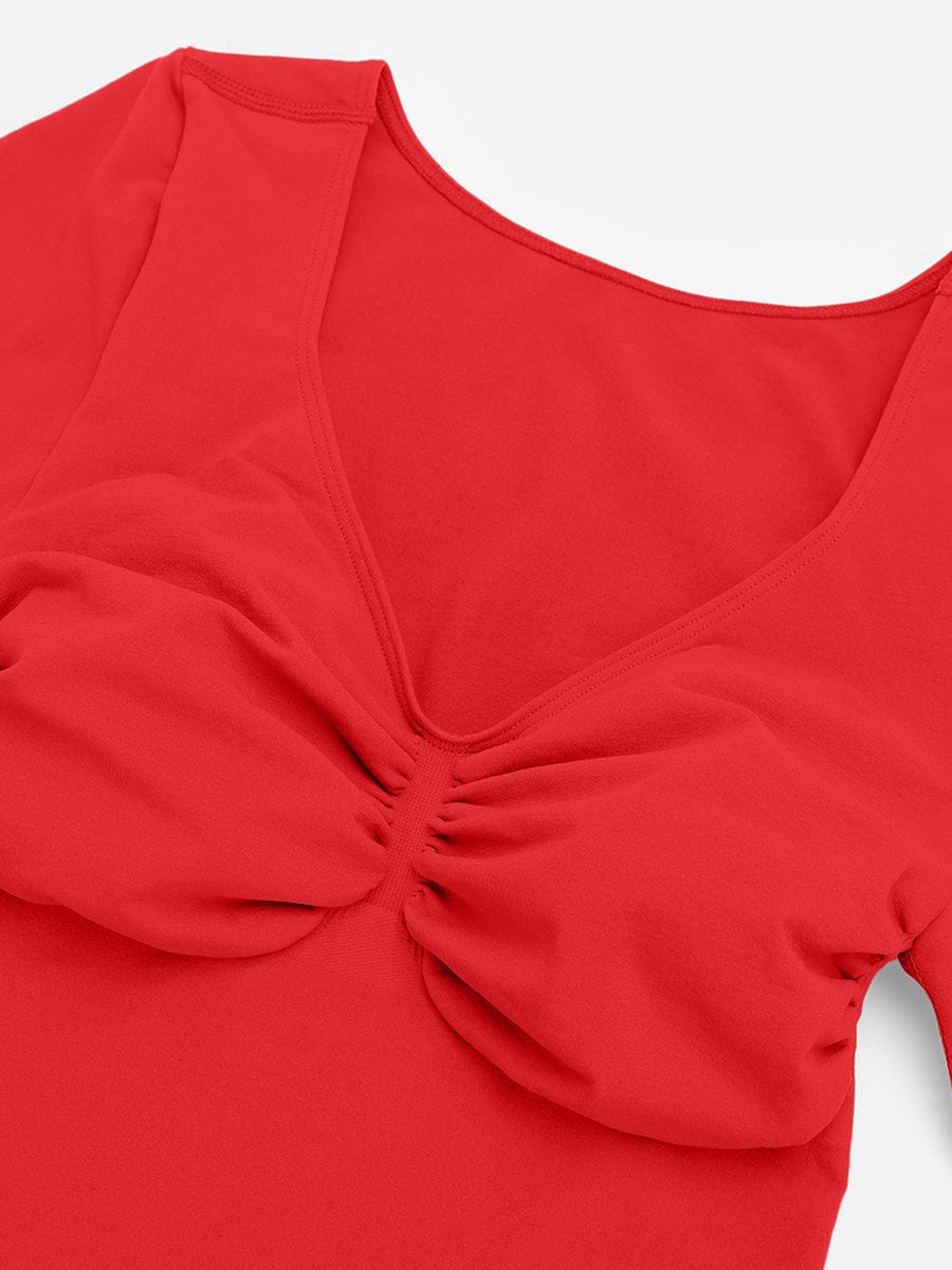 Seamless Long Sleeve Chest Support Thong Bodysuit