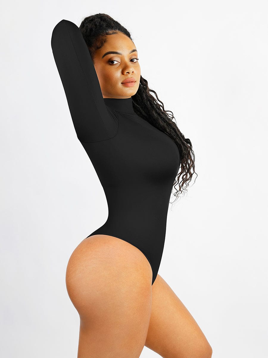 Turtle Neck Long Sleeve Thong Bodysuit