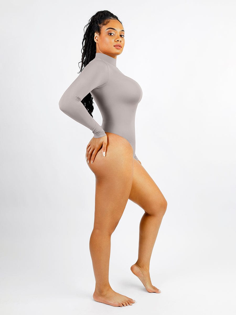 Turtle Neck Long Sleeve Thong Bodysuit